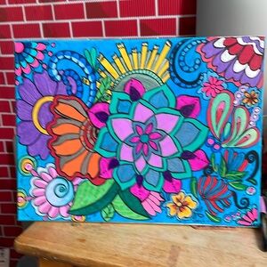 Power of flowers 💐 acrylic pen art canvas 12x16 💕